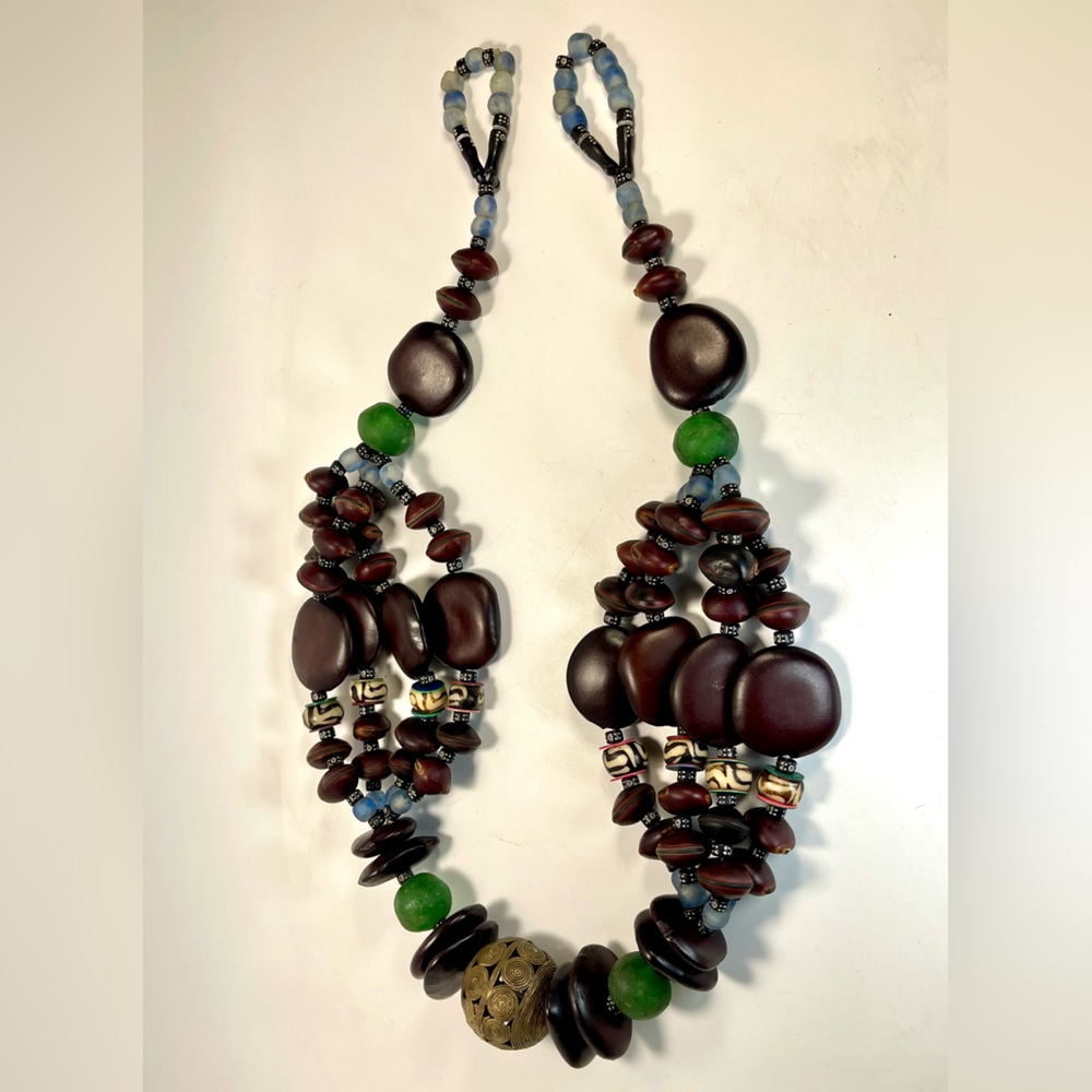 Massive North African Trade Bead Copal Resin Moroccan Berber Wood Necklace
